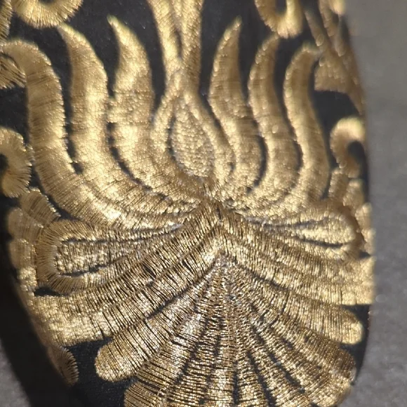 Tory Burch Women's Black and Gold Embroidered mule loafers - Picture 3 of 10